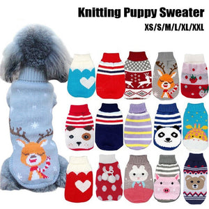 Warm Winter Cartoon Dog Clothes Warm Christmas Sweater For Small Dogs Pet Clothing Coat Knitting Crochet Cloth